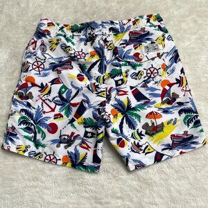 POLO Ralph Lauren Bear Print Boy's White Traveller Classic Swimming Trunk Size L